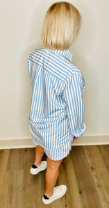 Ellen Blue Stripe Top And Short Set